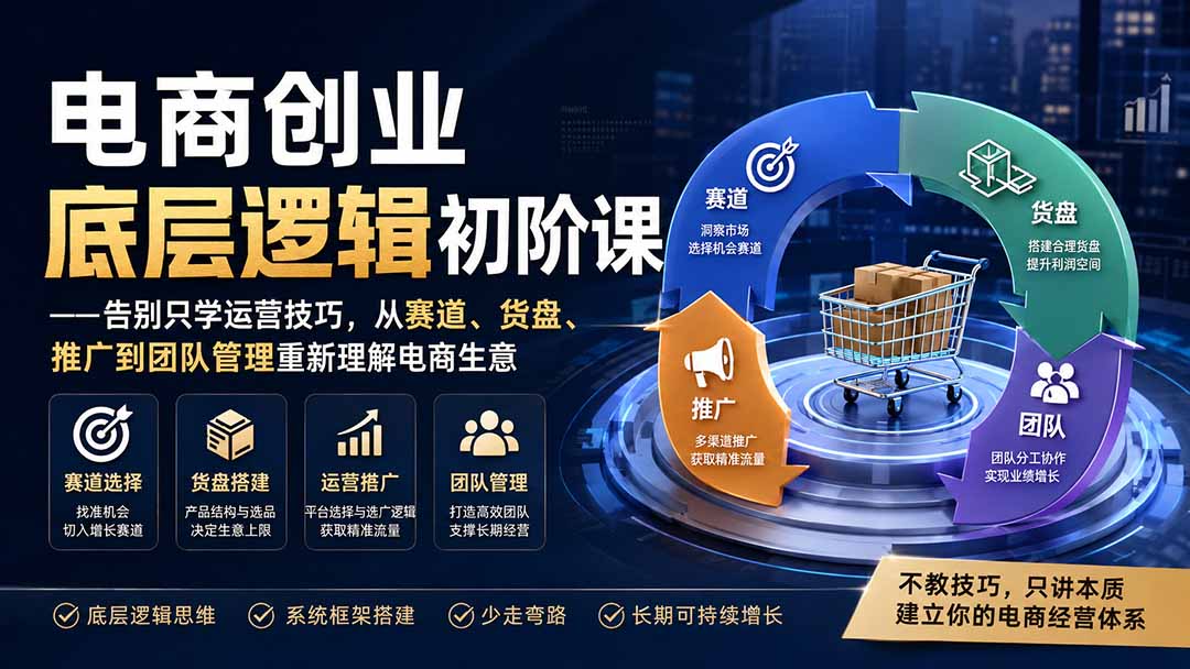 电商创业底层逻辑初阶课——告别只学运营技巧,从赛道、货盘、推广到团队管理重新理解电商生意-娜娜项目网