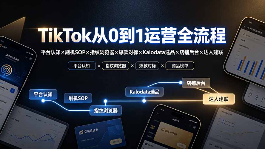 TikTok从0到1运营全流程-更新:平台认知×刷机SOP×指纹浏览器×爆款对标×Kalodata选品×店铺后台×达人建联-娜娜项目网