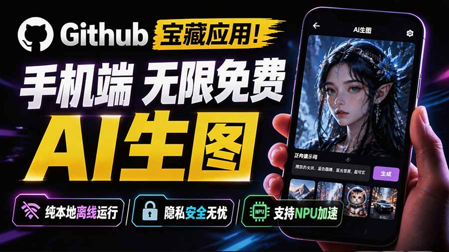 Github宝藏应用！手机端无限免费AI 生图，纯本地离线运行，支持NPU加速 斩获3.1k stars，local-dream-娜娜项目网