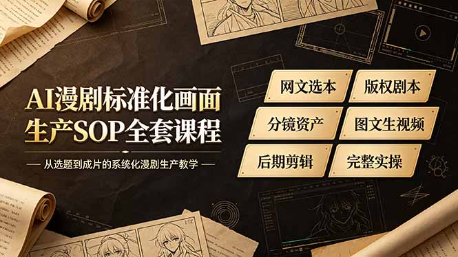 AI漫剧标准化画面生产SOP全套课程-更新,网文选本版权剧本分镜资产全覆盖,图文生视频后期剪辑完整实操教学-娜娜项目网