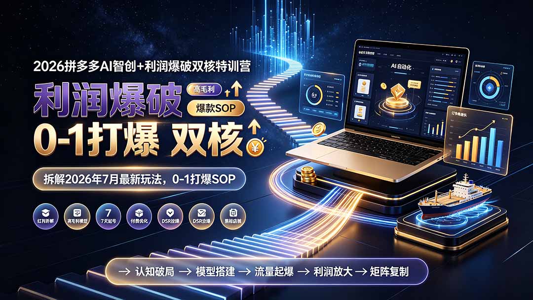 2026拼多多AI智创+利润爆破双核特训营-更新：拆解2026年7月最新玩法，0-1打爆SOP-娜娜项目网