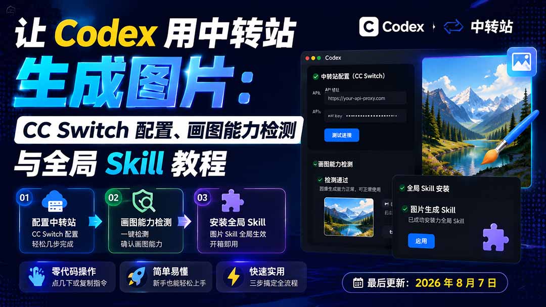 让 Codex 用中转站生成图片:CC Switch 配置、画图能力检测与全局 Skill 教程-娜娜项目网