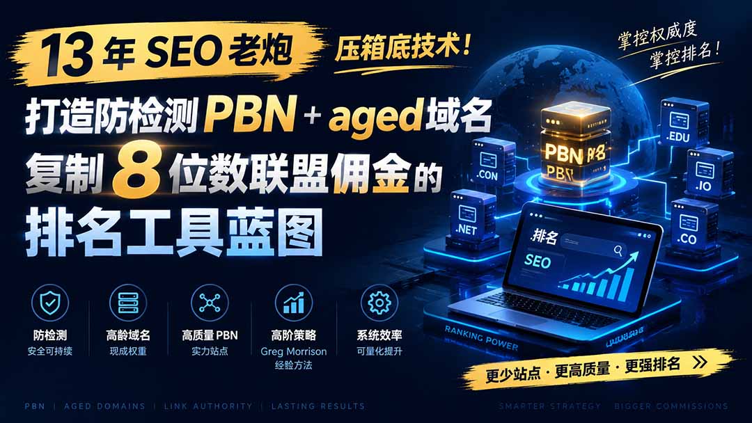 13 年 SEO 老炮压箱底技术!打造防检测 PBN+aged 域名,复制 8 位数联盟佣金的排名工具蓝图【原创双语字幕】-娜娜项目网