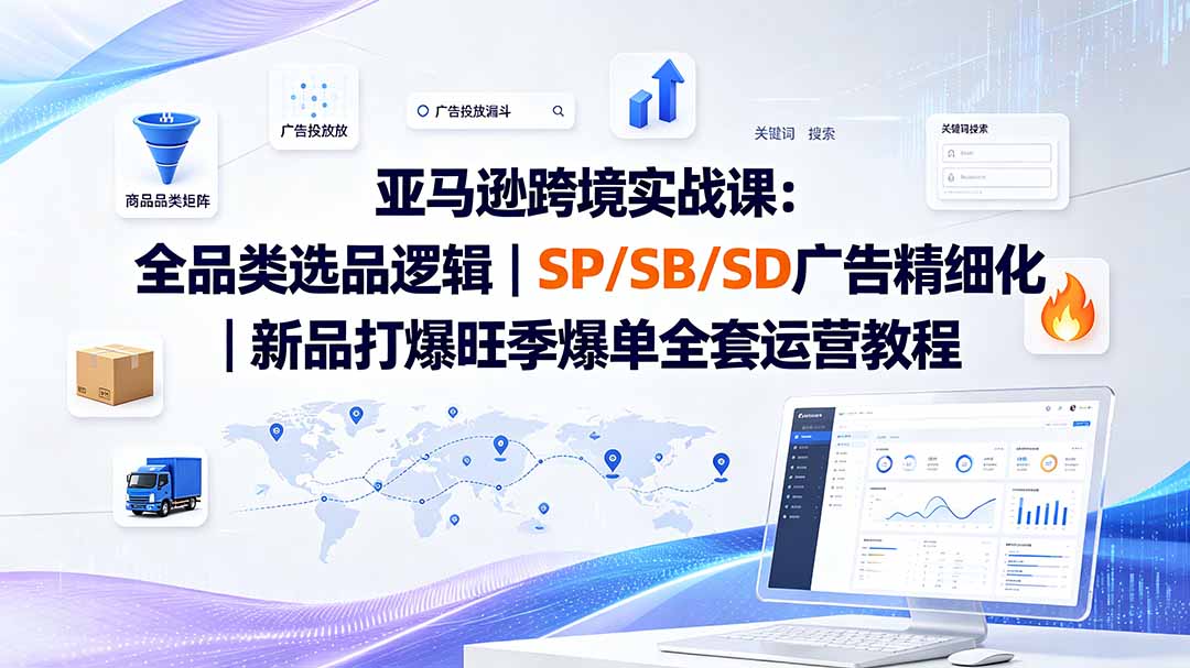 亚马逊跨境实战课-更新:全品类选品逻辑|SP/SB/SD广告精细化|新品打爆旺季爆单全套运营教程-娜娜项目网