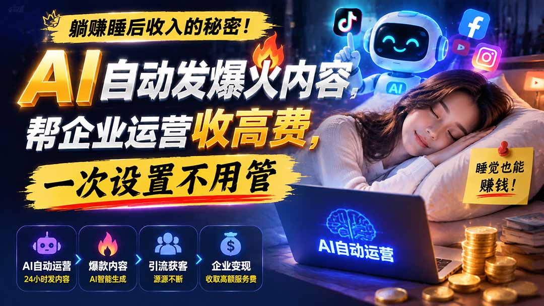躺赚睡后收入的秘密!AI 自动发爆火内容,帮企业运营收高费,一次设置不用管【原创双语字幕】-娜娜项目网