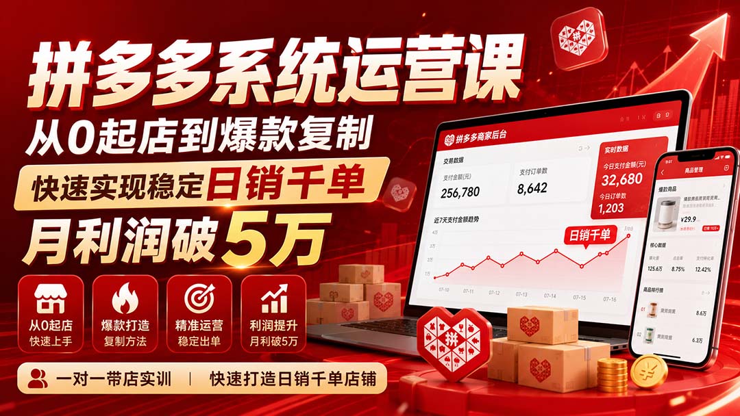 图片[1]-拼多多系统运营课(更新8月)，从0起店到爆款复制，快速实现稳定日销千单，月利润破5万-娜娜项目网