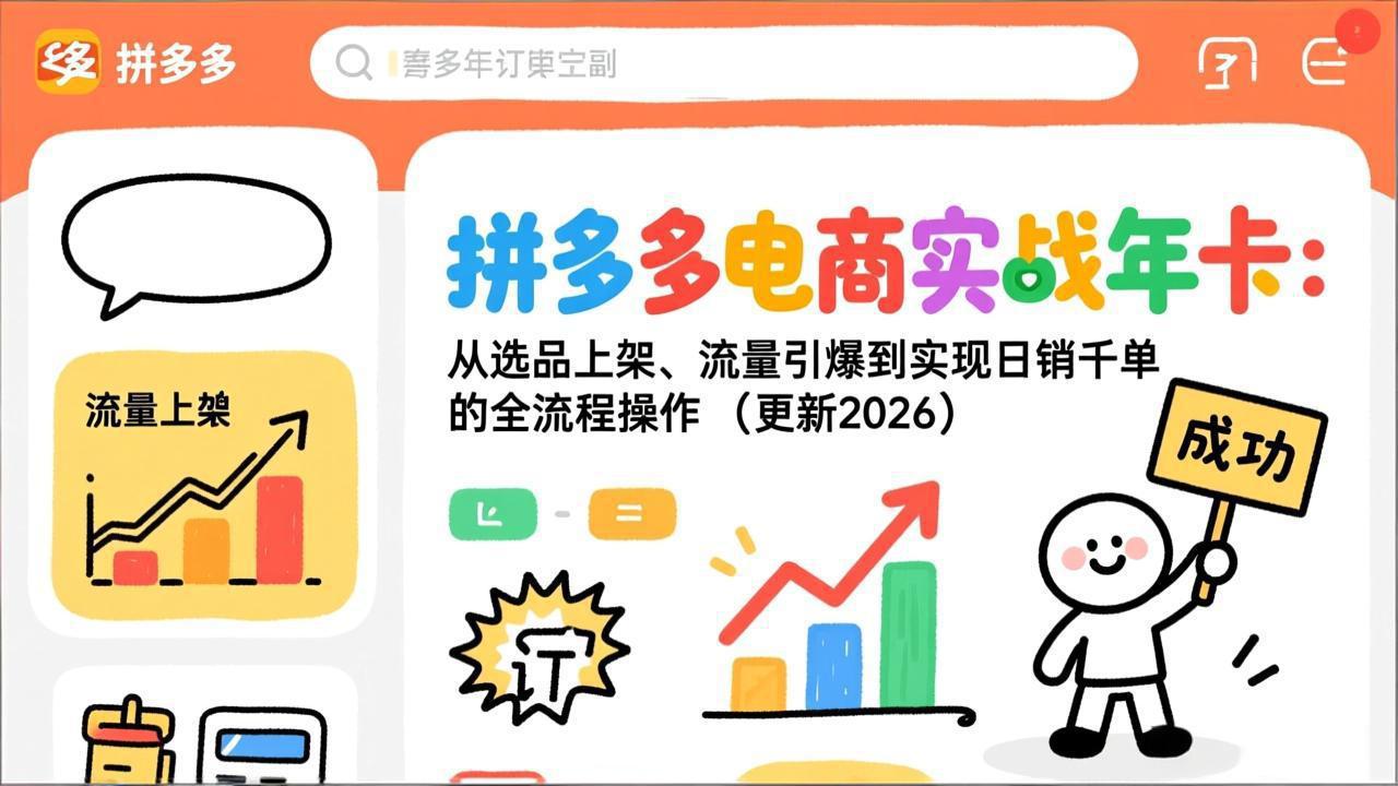 拼多多电商实战年卡:从选品上架、流量引爆到实现日销千单的全流程操作(更新2026年8月)-娜娜项目网
