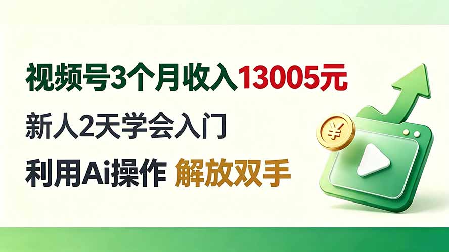 视频号3个月收入13005元, 新人2天学会入门, 利用Ai操作 解放双手!-娜娜项目网
