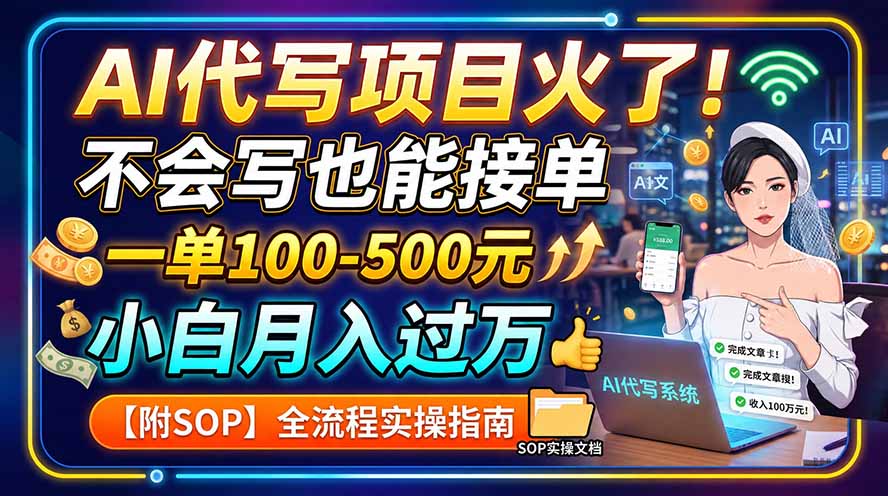 AI代写项目火了!不会写也能接单,一单100-500元,小白月入过万【附SOP】-娜娜项目网