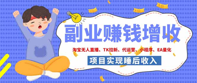 2026年多个真实落地副业项目,手把手带你搭建被动收入管道(淘宝无人直播、海外TK拉新…-娜娜项目网