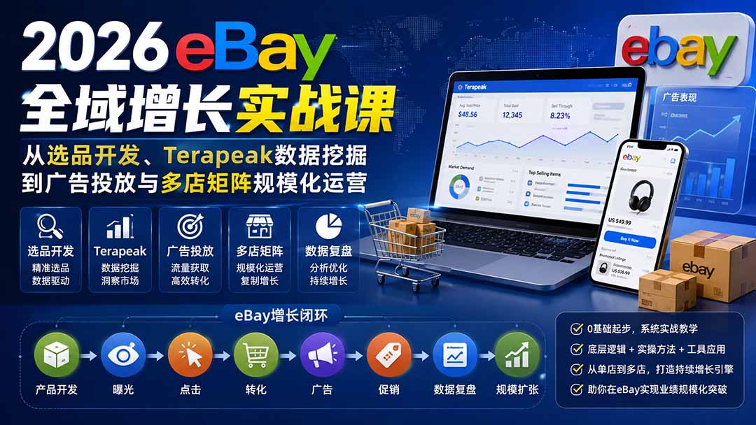 2026-Vincent eBay全域增长实战课-无水印：从选品开发、Terapeak数据挖掘到广告投放与多店矩阵规模化运营-娜娜项目网