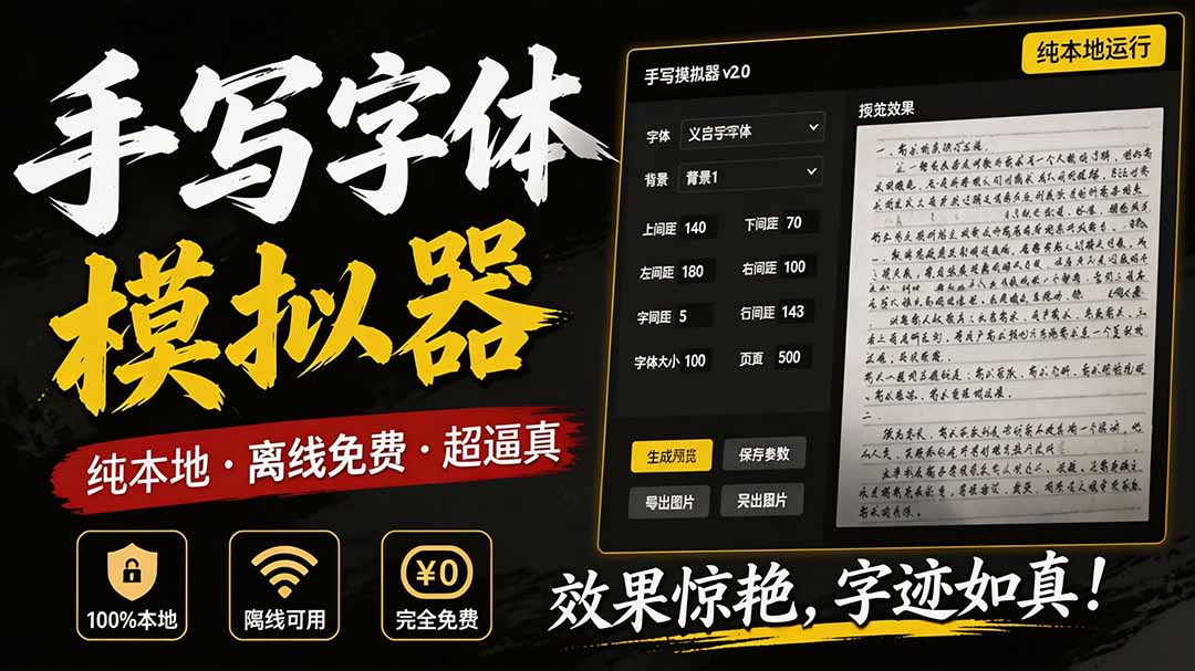罚抄神器!罚抄10万字都不在怕了,手写字体模拟生成器,附带新整理背景图和字体,纯本地离线运行-娜娜项目网
