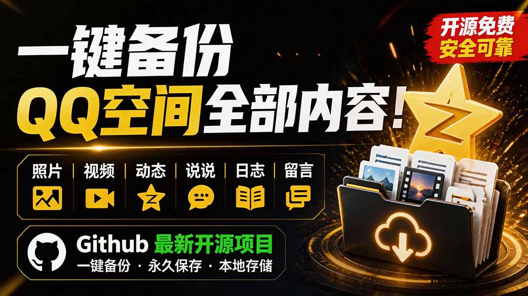 一键将你QQ空间全部内容备份下来！照片 / 视频 /动态信息全存本地，Github最新开源项目 QzoneArchive-娜娜项目网