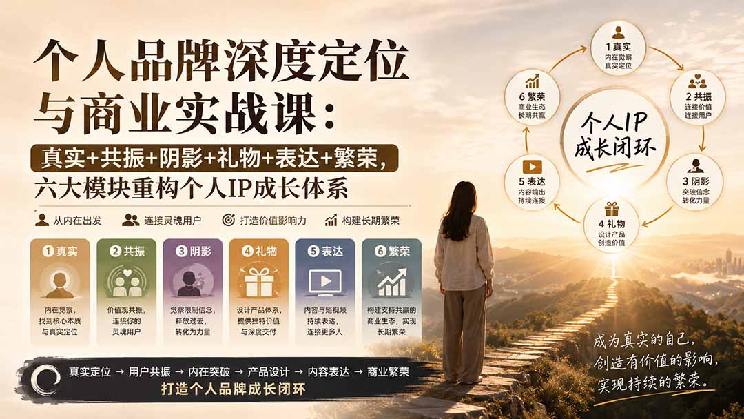 个人品牌深度定位与商业实战课:真实+共振+阴影+礼物+表达+繁荣,六大模块重构个人IP成长体系-娜娜项目网