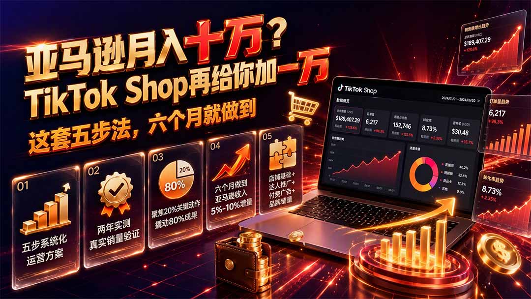 亚马逊月入十万？TikTok Shop再给你加一万——这套五步法，六个月就做到【原创双语字幕】-娜娜项目网
