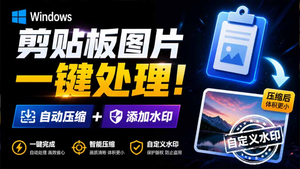 Windows 剪贴板复制图片后,体积会暴涨数百倍?剪贴板图片一键自动压缩及添加水印工具-娜娜项目网