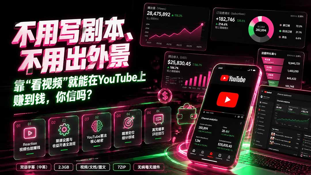 不用写剧本、不用出外景——靠”看视频”就能在YouTube上赚到钱，你信吗？【原创双语字幕】-娜娜项目网