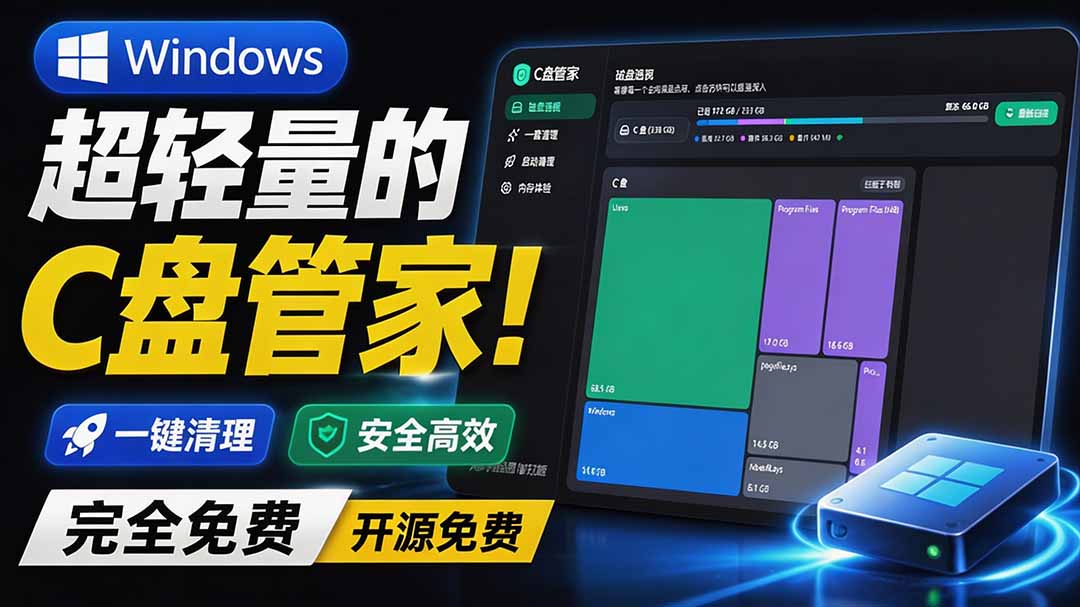 Windows 超轻量的C盘管家!超级有特点,支持磁盘分析及清理提醒,2M大小体积,完全免费 C盘管家-娜娜项目网