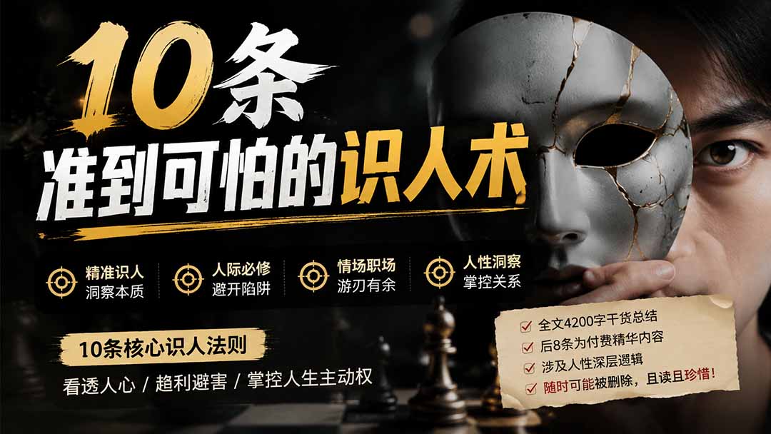 付费文章:分享10条准到可怕的识人术术,希望能帮到大家。-娜娜项目网