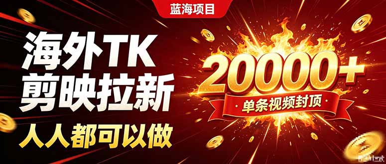 海外TK拉新新玩法,剪映就能做,不用经验不用粉丝,单条视频收益上限20000+-娜娜项目网