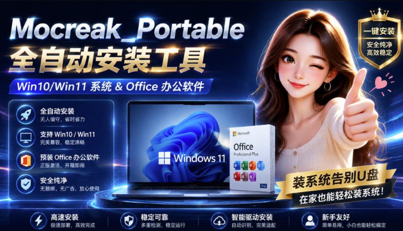 Mocreak全自动安装office和win10、win11系统,告别U盘装系统,使用安全可靠-娜娜项目网