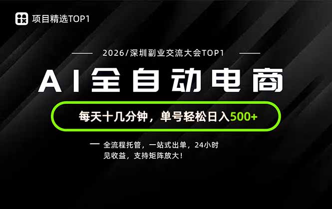 副业精选TOP1，全流程托管，24小时见收益，单号轻松日入500+-娜娜项目网