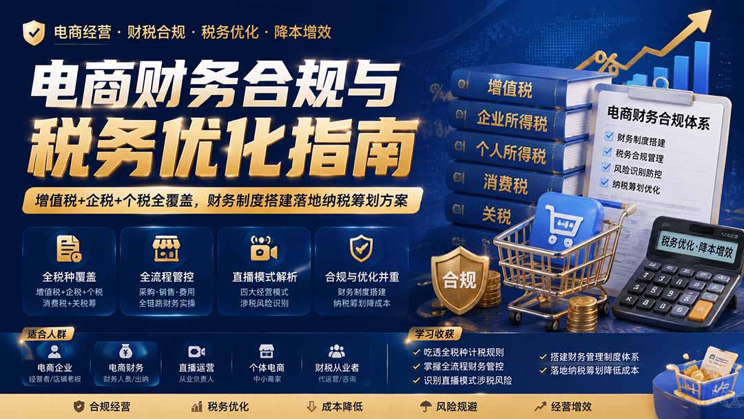电商财务合规与税务优化指南:增值税+企税+个税全覆盖,财务制度搭建落地纳税筹划方案-娜娜项目网
