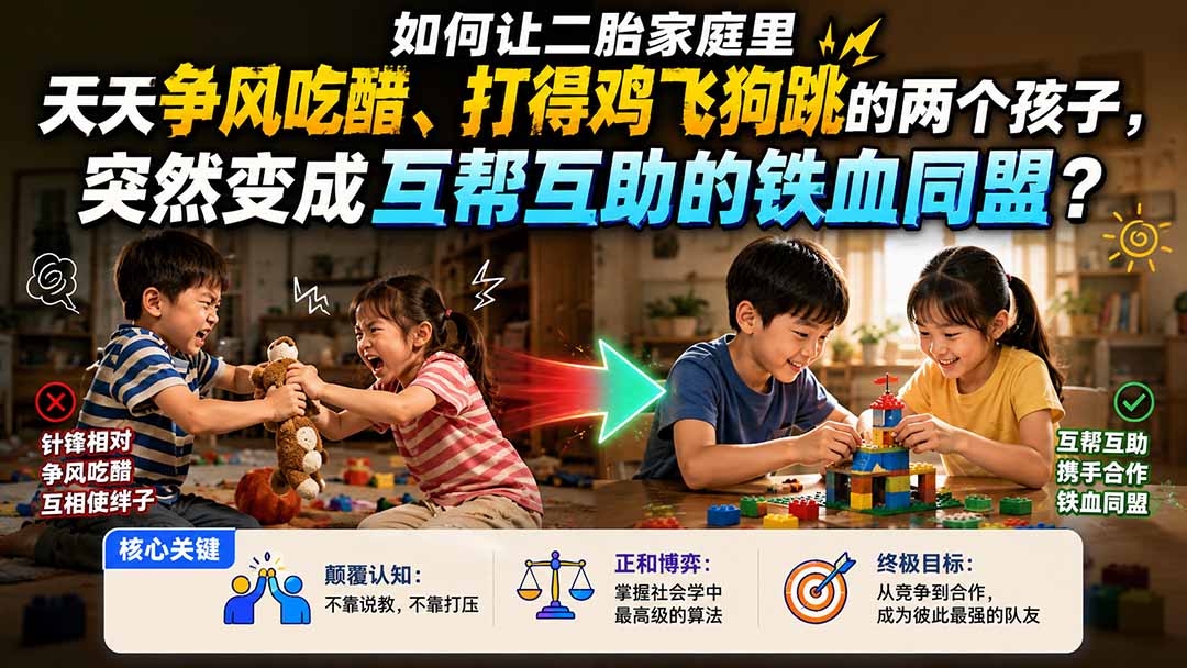 付费文章：如何让二胎家庭里天天争风吃醋、打得鸡飞狗跳的两个孩子，突然变成互帮互助的铁血同盟？-娜娜项目网