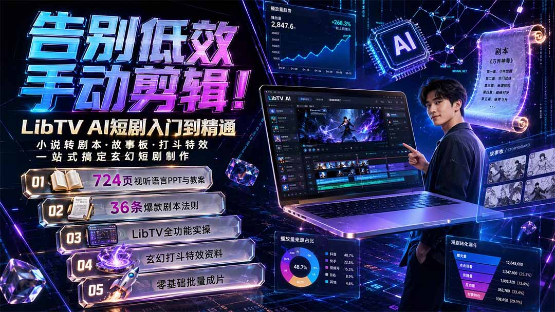 告别低效手动剪辑！LibTV AI短剧入门到精通，小说转剧本方法，故事板打斗特效一站式搞定玄幻短剧制作-娜娜项目网
