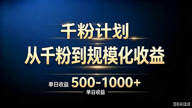 抖音千粉账号计划,从千粉到规模化收益 500-1000+单日收益-娜娜项目网