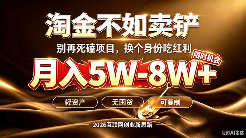 别再傻乎乎埋头跑项目！互联网真正赚钱逻辑：做卖铲人，拒绝当韭菜，逆风翻盘月入5-8W+-娜娜项目网