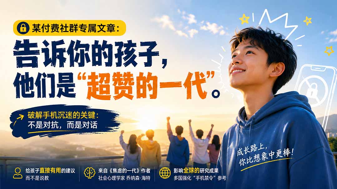 某付费社群专属文章:告诉你的孩子,他们是“超赞的一代”。-娜娜项目网