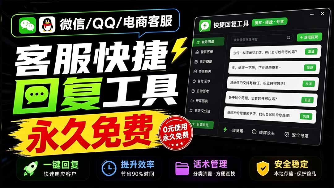微信/QQ/电商客服快捷回复工具，支持多平台话术库与一键发送，永久免费，使用简单！易歪歪-娜娜项目网
