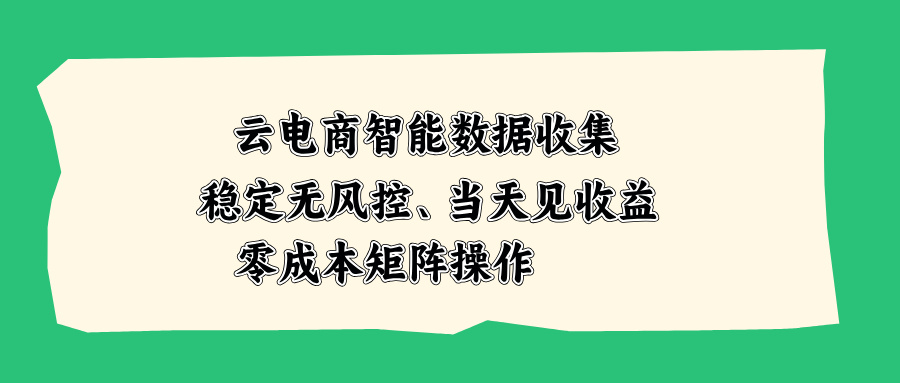云电商智能数据收集，稳定无风控，当天见收益，零成本矩阵操作-娜娜项目网