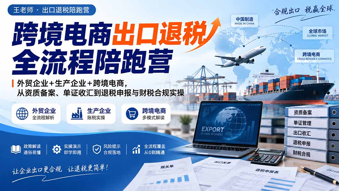 跨境电商出口退税全流程陪跑营｜外贸企业+生产企业+跨境电商，从资质备案、单证收汇到退税申报与财税合规实操-娜娜项目网