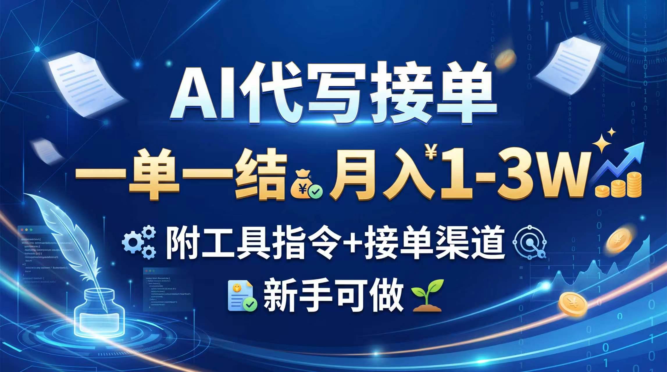AI代写接单,一单一结,月入1-3W,附工具指令+接单渠道,新手可做-娜娜项目网