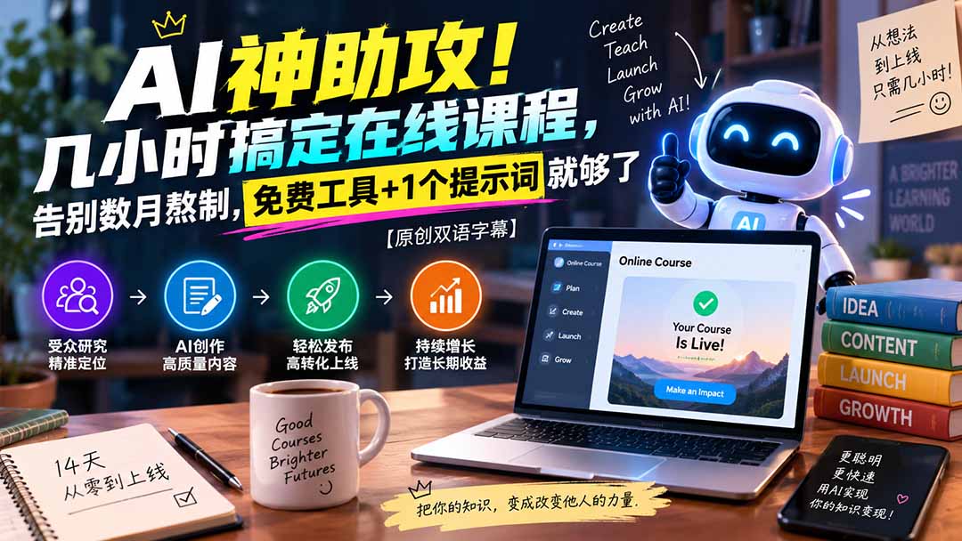 AI神助攻!几小时搞定在线课程,告别数月熬制,免费工具+1个提示词就够了【原创双语字幕】-娜娜项目网