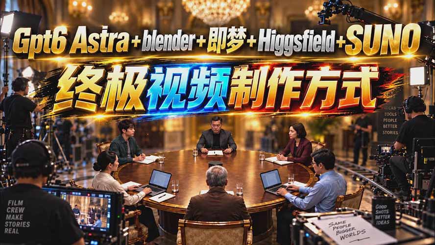 GPT-6 Astra+Blender+即梦+Higgsfield+Suno=终极视频制作方式（无水印）-娜娜项目网