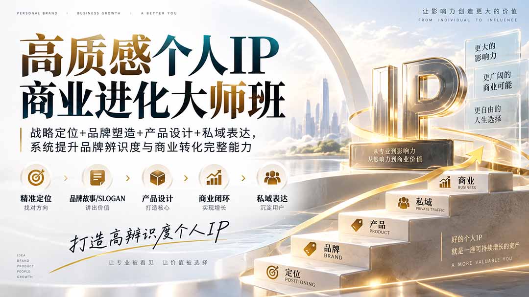 高质感个人IP商业进化大师班:战略定位+品牌塑造+产品设计+私域表达,系统提升品牌辨识度与商业转化完整能力-娜娜项目网