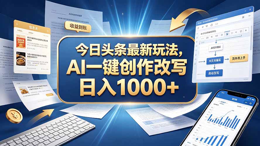 今日头条最新玩法，AI 一键创作改写，简单易上手，轻松日入 1000 +-娜娜项目网