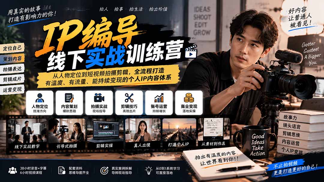 IP编导线下实战训练营-更新:从人物定位到短视频拍摄剪辑,全流程打造有温度、有流量、能持续变现的个人IP内容体系-娜娜项目网