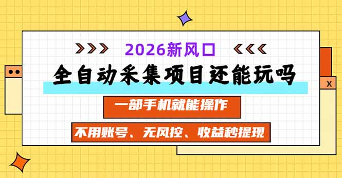 全自动采集项目还能玩吗?2026实测新风口 一部手机就能操作-娜娜项目网