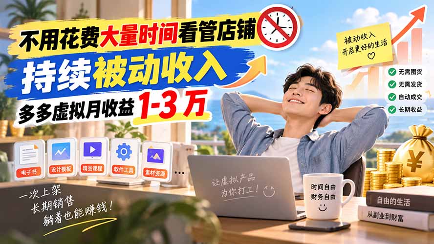 不用花费大量时间看管店铺，持续被动收入，多多虚拟月收益 1-3 万-娜娜项目网