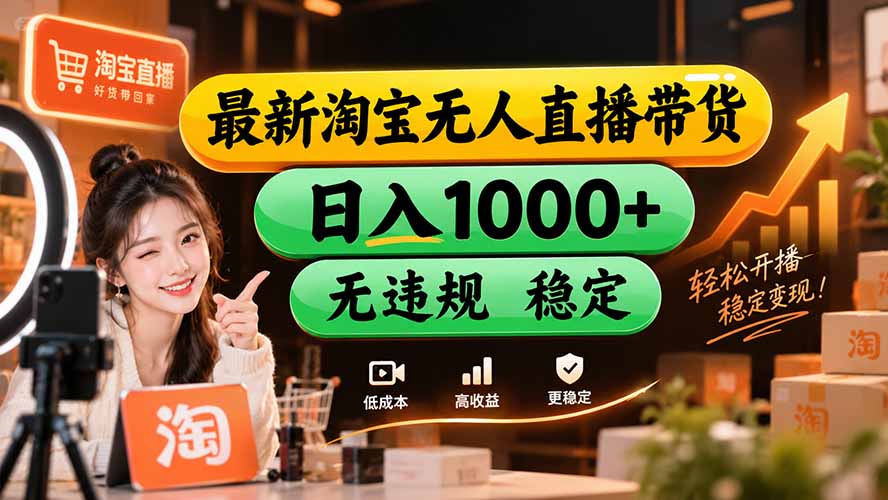 【新技术】淘宝无人直播，独家，日入2K+，无封号，可矩阵，长期稳定-娜娜项目网