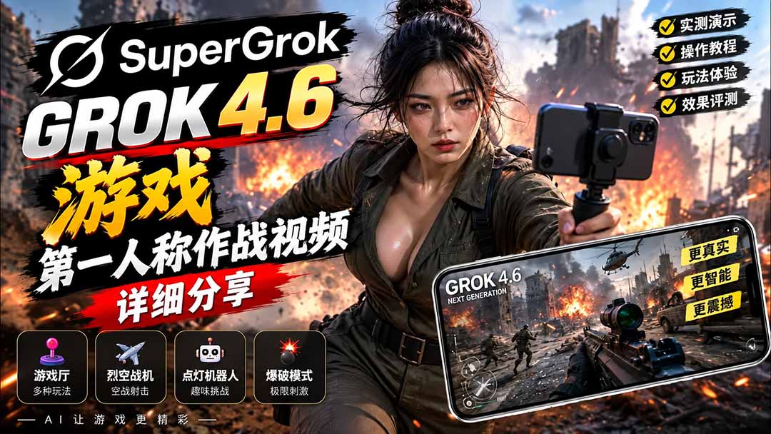 Grok 4.6 也能做游戏？第一人称作战视频实测｜玩法详细讲解-娜娜项目网