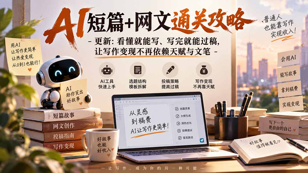 AI短篇+网文通关攻略-更新0921:看懂就能写、写完就能过稿,让写作变现不再依赖天赋与文笔-娜娜项目网