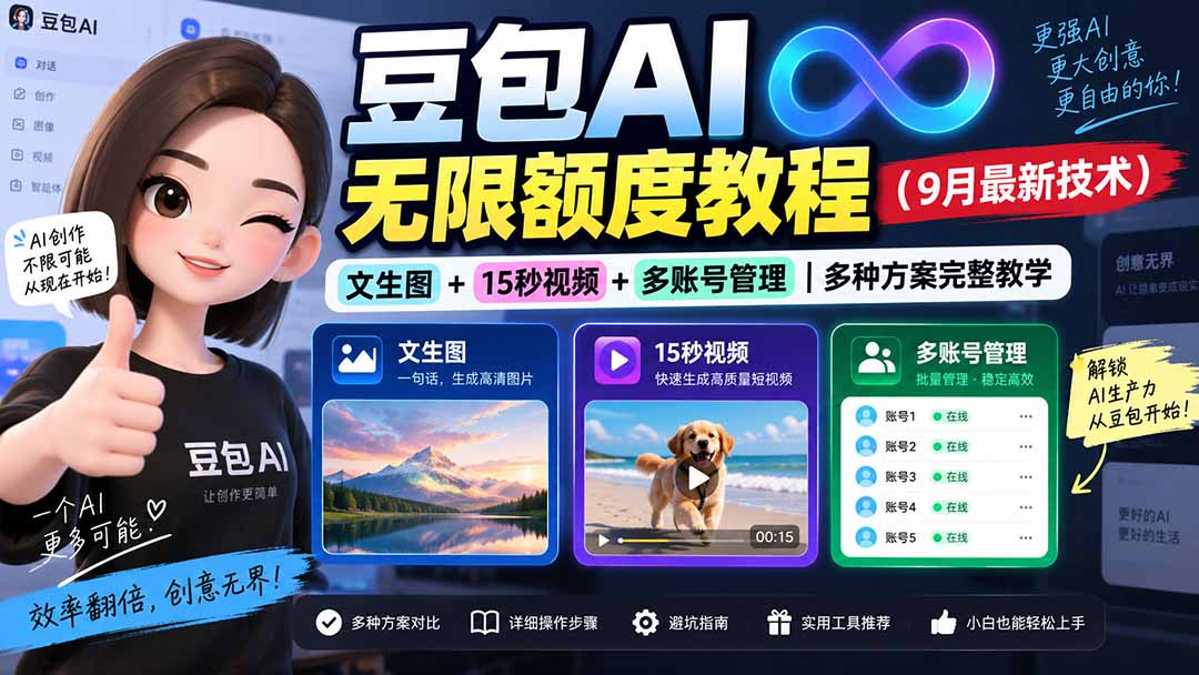 豆包AI无限额度教程(9月最新技术)|文生图+15秒视频+多账号管理|多种方案完整教学-娜娜项目网