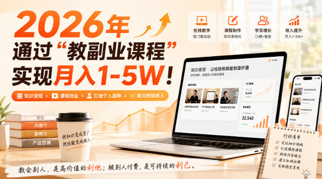 2026年通过“教副业课程”实现月入1-5W!毫无保留的全部教给你-娜娜项目网