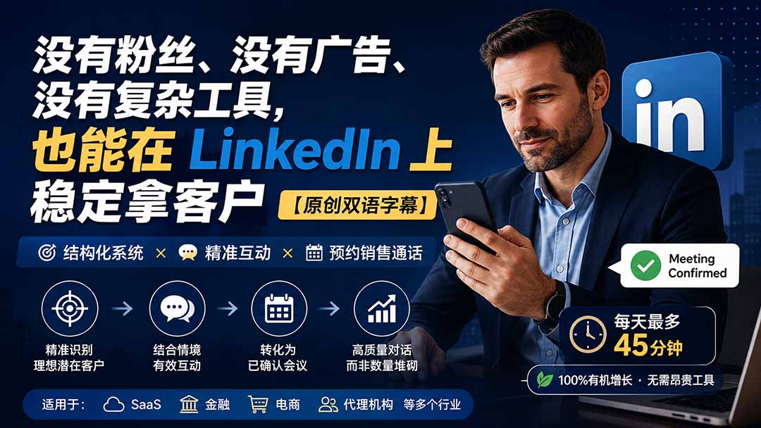 没有粉丝、没有广告、没有复杂工具,也能在 LinkedIn 上稳定拿客户【原创双语字幕】-娜娜项目网