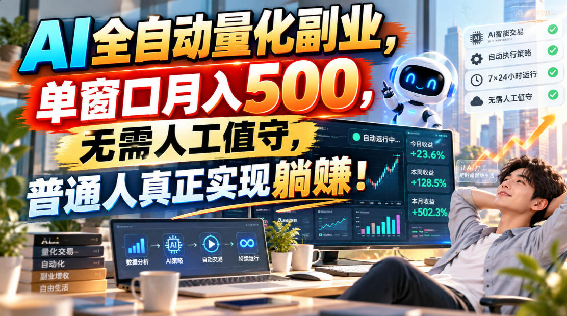 AI全自动量化副业,单窗口月入500,无需人工值守,普通人真正实现躺賺!-娜娜项目网